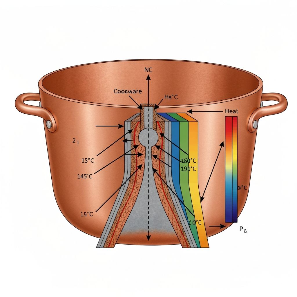 Heat conductivity and thermal distribution in copper cookware
