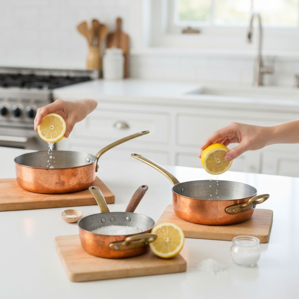 Natural copper cleaning method using lemon and salt